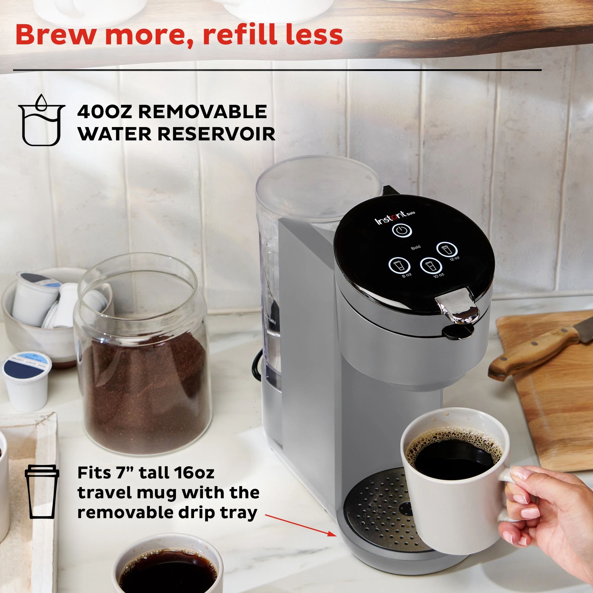 Instant Pot Solo? Single Serve Coffee Maker, Gray - Image 6
