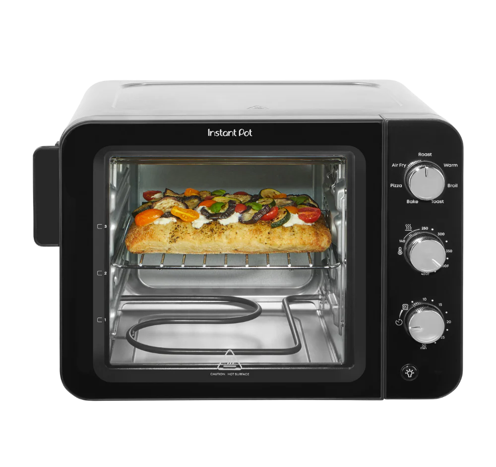 Front-facing view of the Instant Pot 4-Slice InstantHeat Mini Air Fryer Toaster Oven