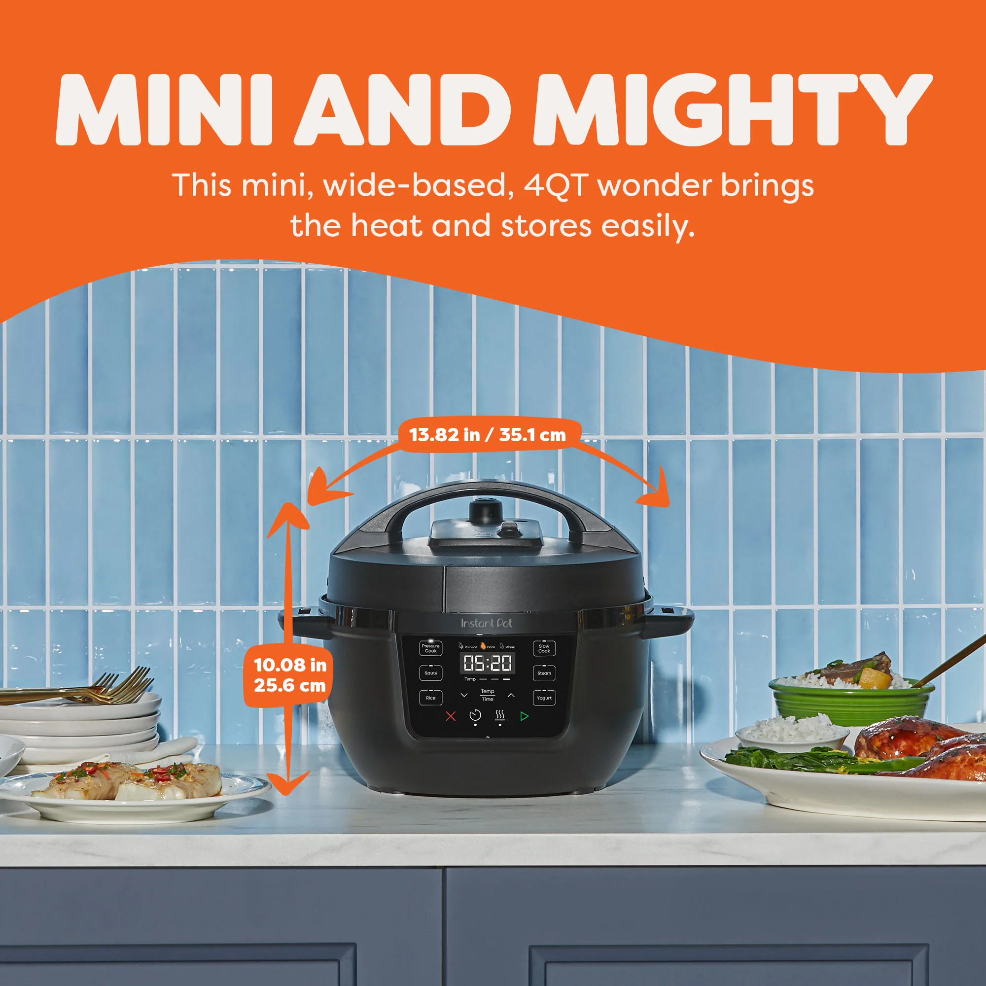 Instant Pot 4QT RIO Mini Multi-Cooker in Black on countertop