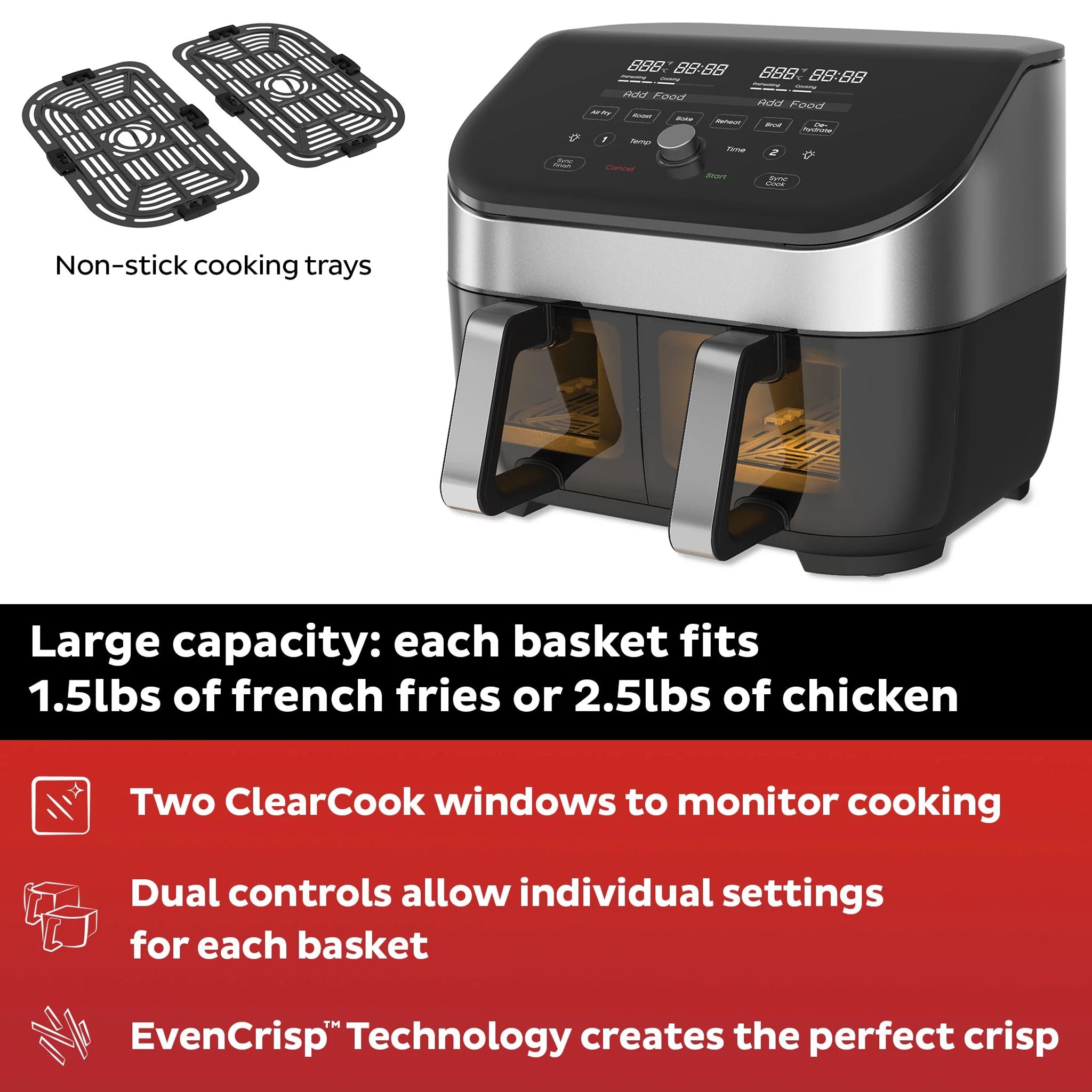 Instant Pot Vortex? Plus Dual 8QT Stainless Steel Air Fryer with ClearCook - Image 7
