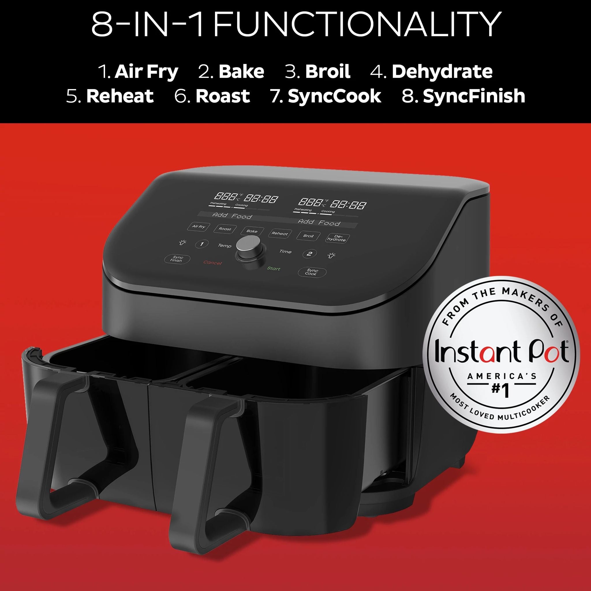 Instant Pot Vortex? Plus Dual Black 8QT Air Fryer with ClearCook - Image 4