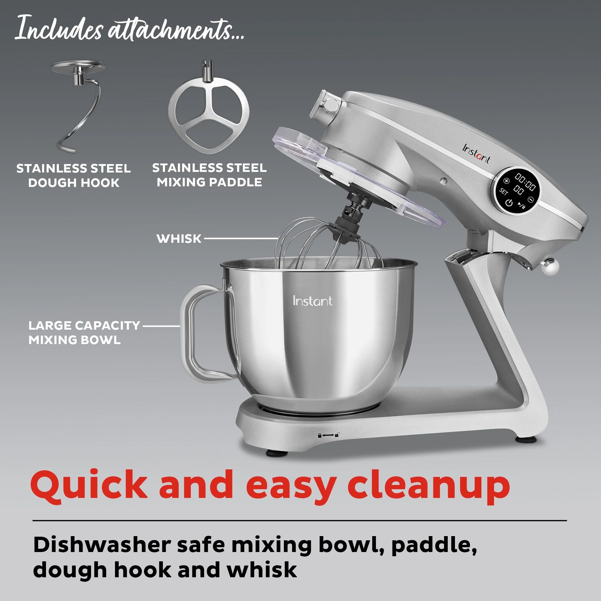 Instant Pot 7.4QT Stand Mixer Pro Series, Silver - Image 6