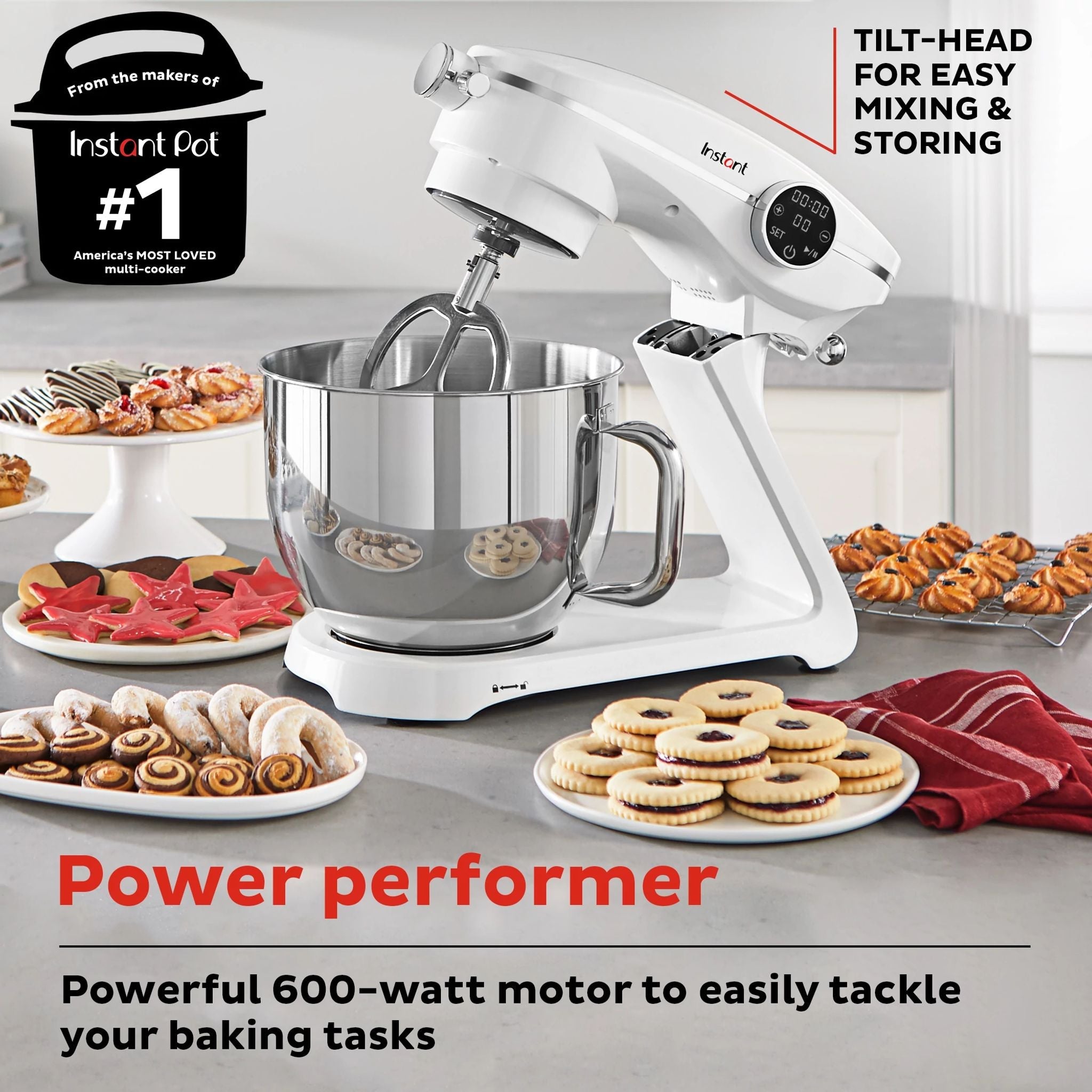 Instant Pot 7.4QT Stand Mixer Pro Series, Pearl White - Image 3