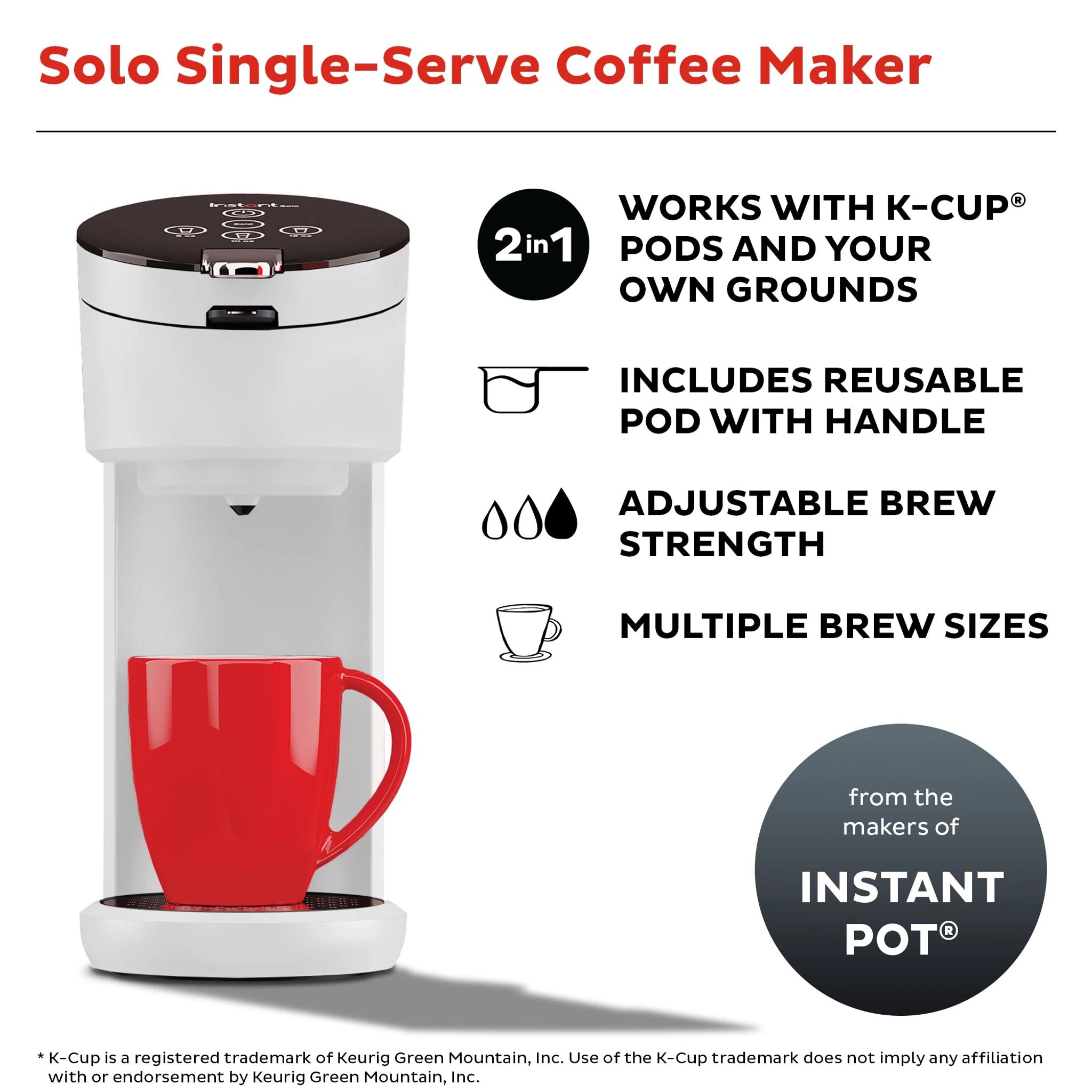 Instant Pot Solo? Single Serve Coffee Maker, White - Image 2